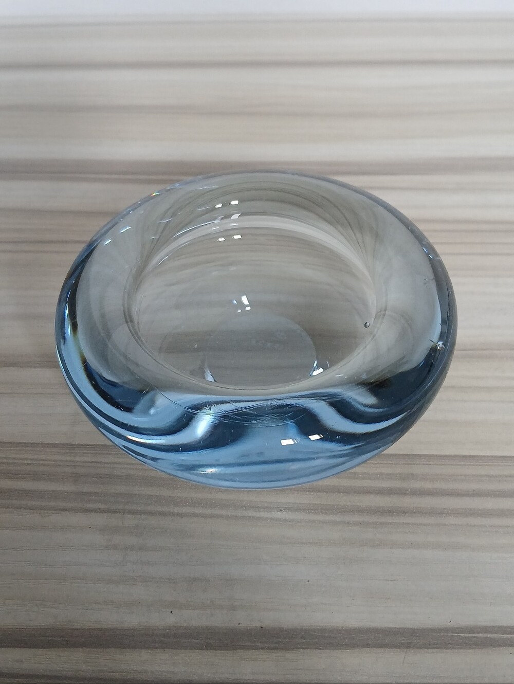 Vintage MCM Holmegaard Per Lutken Signed 4" Blue Art Glass Bowl Denmark - Picture 5 of 16